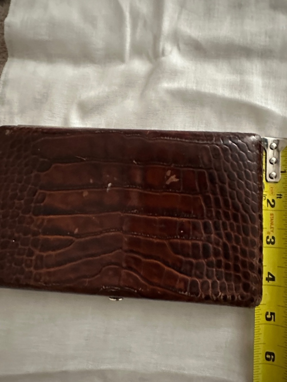 Abas Brown Croc-Embossed Leather Clutch Wallet with Gold Hardware Y2K - Picture 13 of 13